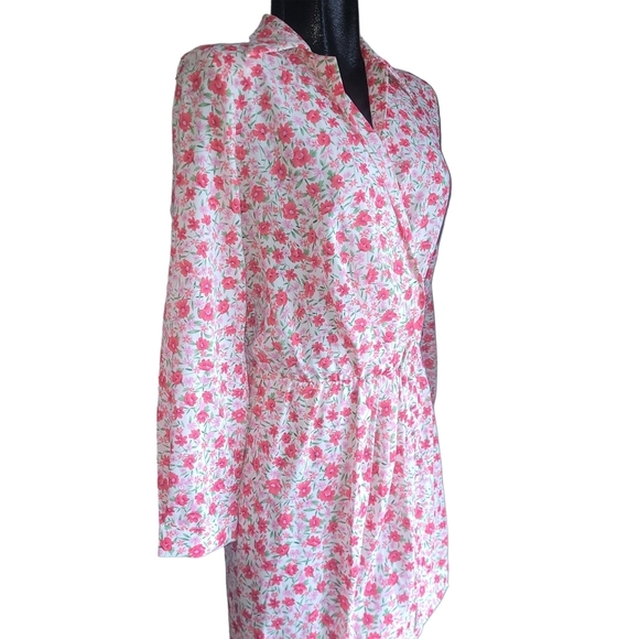 Axara paris white/pink floral faux wrap collared dress S - Picture 3 of 7